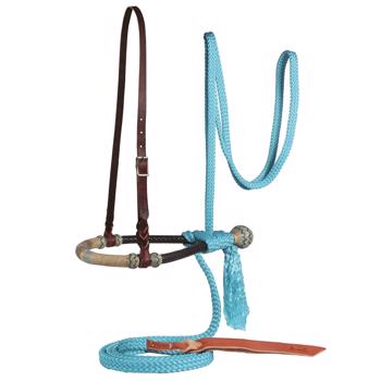 Bosal/Mecate Set | Turquoise Flat Braid Mecate