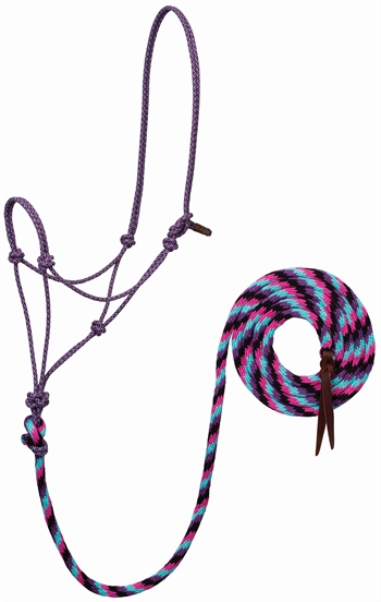 ECOLUXE Rope Halter w. Lead |  Black/Charcoal/Turquoise/Cantaloupe